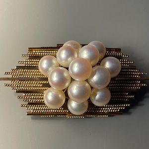Vintage 10K Gold Pin and Pearls Brooch